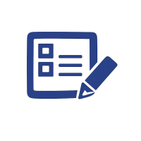 Navy blue checklist with pencil icon
